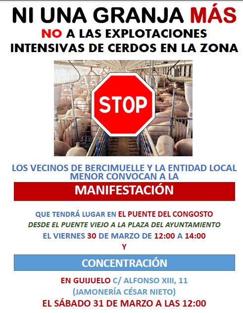 BejarFM's tweet photo. Manifestación y concentración en @puentecongosto y #Guijuelo contra una granja porcina de explotación intensiva https://t.co/ByHt3Fd4Oo #Béjar https://t.co/jTnc6slLH4