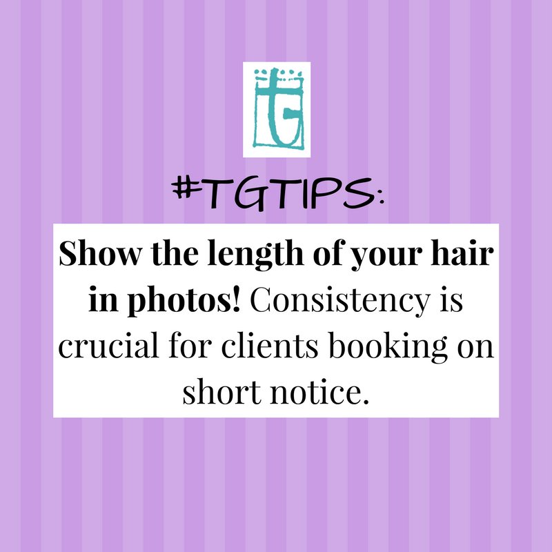 TheTalentGroup's tweet photo. #TGTips - Show the length of your hair in photos! 💇 

By pulling your hair forward, clients get a better image of you which benefits them in the booking process. https://t.co/WpeqjmPYmz