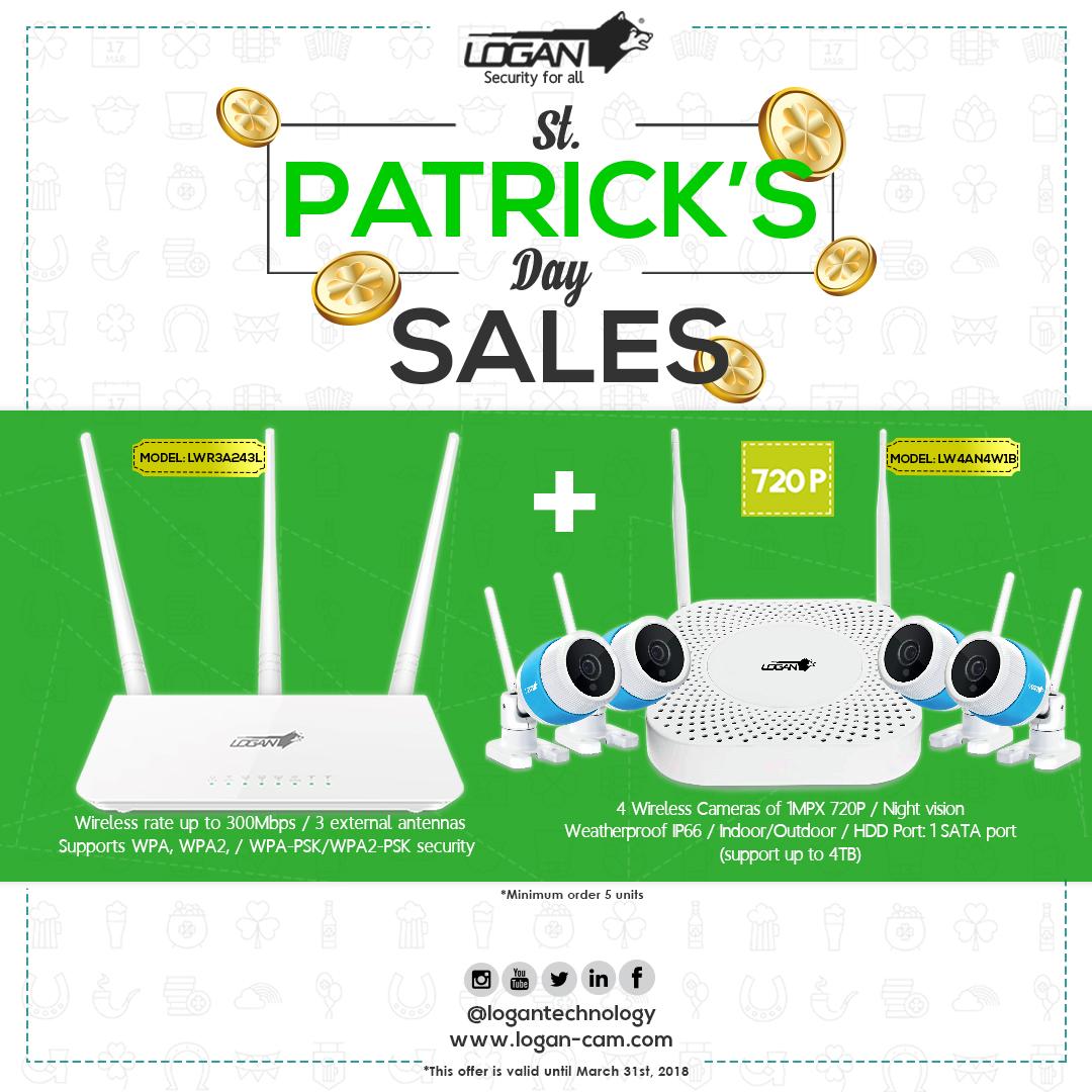 logan_camera's tweet photo. The Lucky Sales are here! Catch Up this St. Patrick's Day Wireless + Wireless Bundle #CCTV #DVR #Cameras #Router #SecurityKit #SecurityForAll https://t.co/2kqmhA62Ig