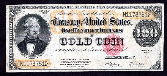 1922 $100.00 Gold Note (large) VF

collectorscorner.com/Products/Item.…

#CollectorsCorner #Online #Currency #Marketplace #CurrencyForSale #GoldCertificate #GoldNote #Rare #Money #Collectible #Collector #OneHundredDollars #WowFactor