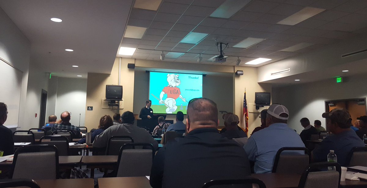 Listening to Dr. Patrick McCullough's talk on lawn weed management and resistance at the Gwinnett County Green Industry Update. Lots of insight into treatment options and some great products coming down the line for 2018! <a href="/UGAExtension/">UGA Extension</a>