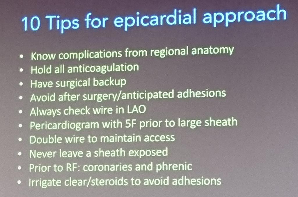 Here are @DrRoderickTung's #Top10tips for epicardial VT ablation #LAS
