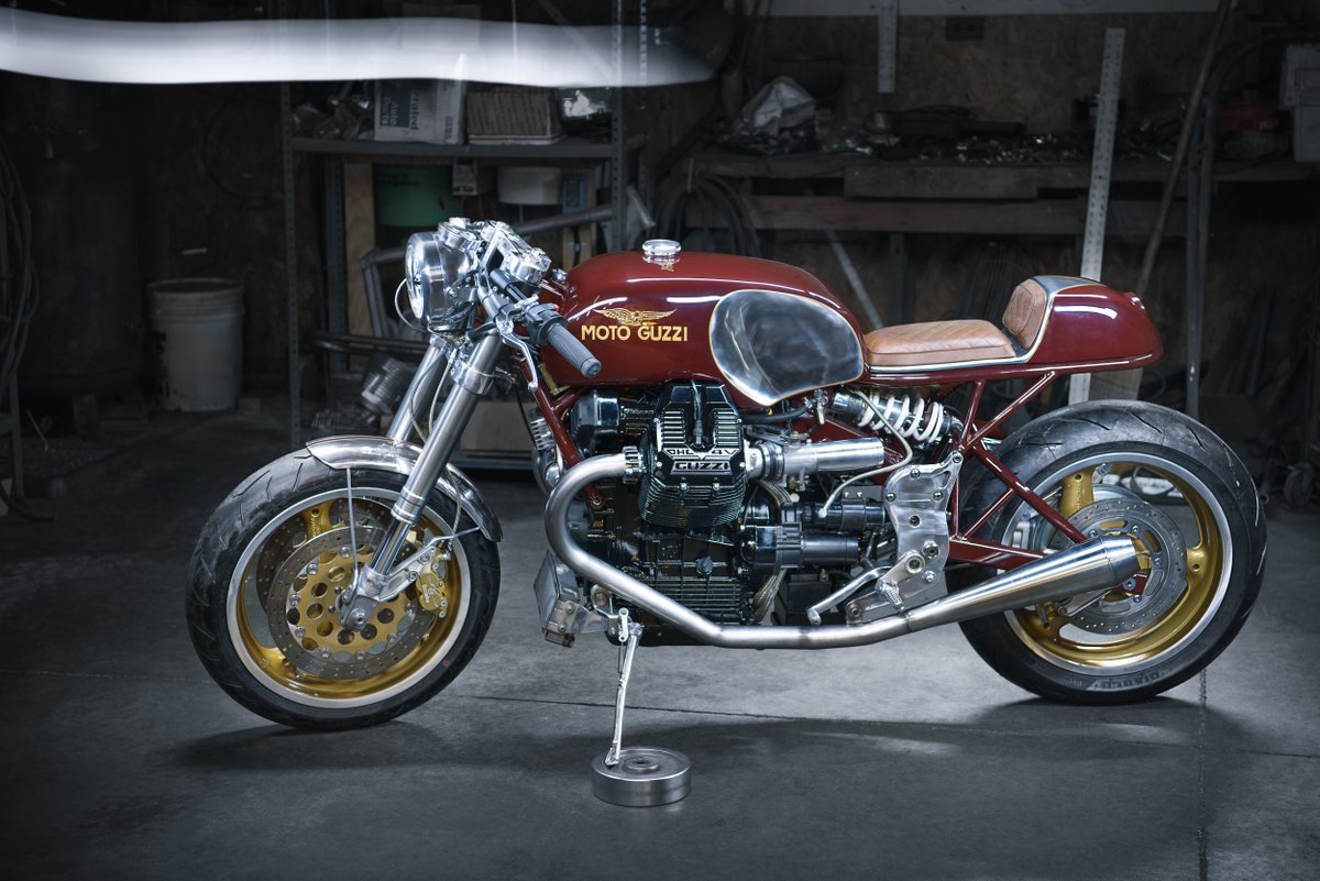 grantschwingle's tweet photo. I spent like an hour cleaning up the floor on these photos.  Why didn't I just sweep? Craig Rodsmith  *** D800 / Nikon 24-70 2.8 / Multiple exposure stacking *** #motoguzzi #lightpainting https://t.co/T8xO85RUKg