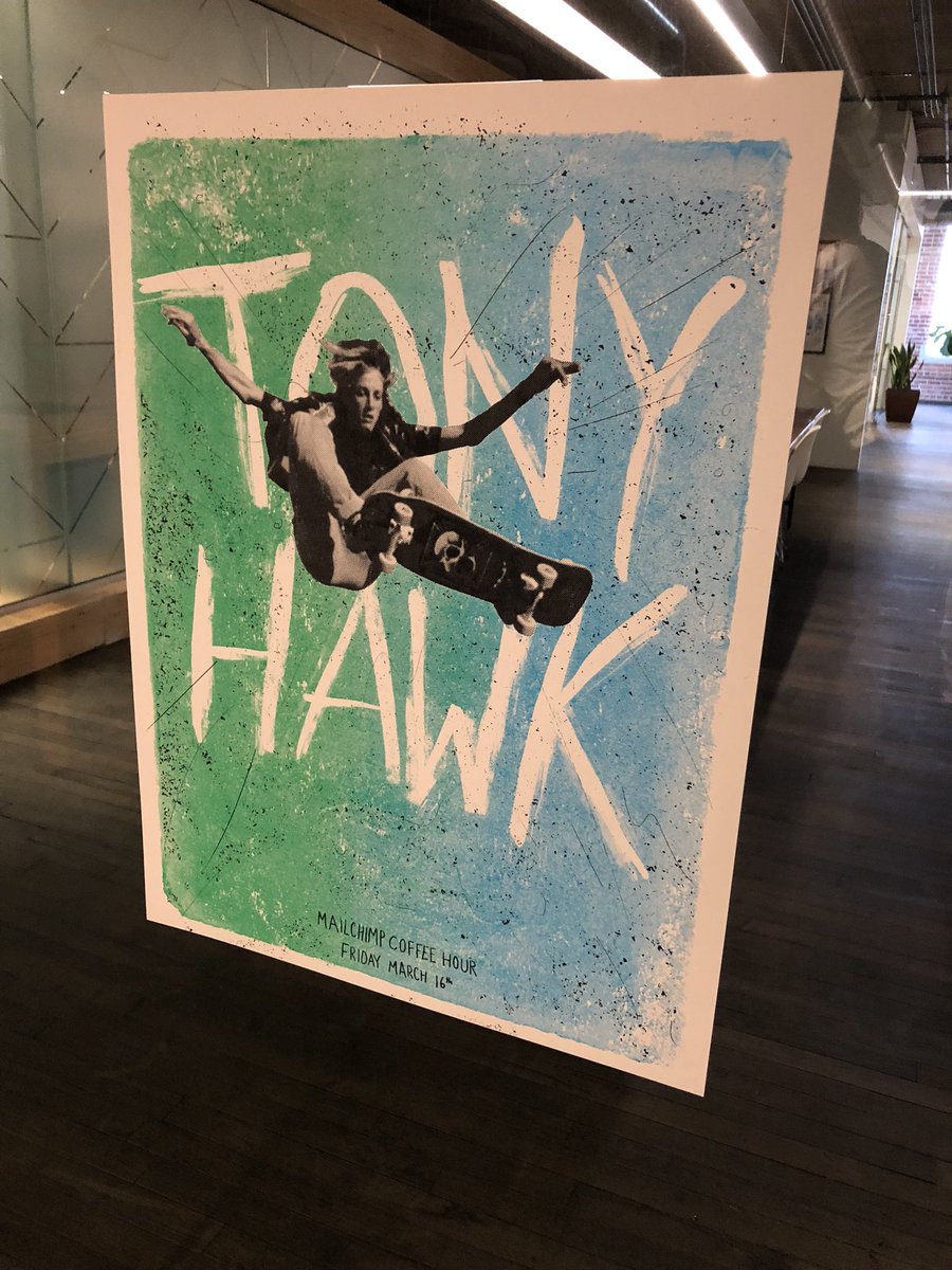 katekiefer's tweet photo. Packed house for @tonyhawk at @MailChimp. And we finally got to show him our Board Room! https://t.co/Xwy72PsFq2
