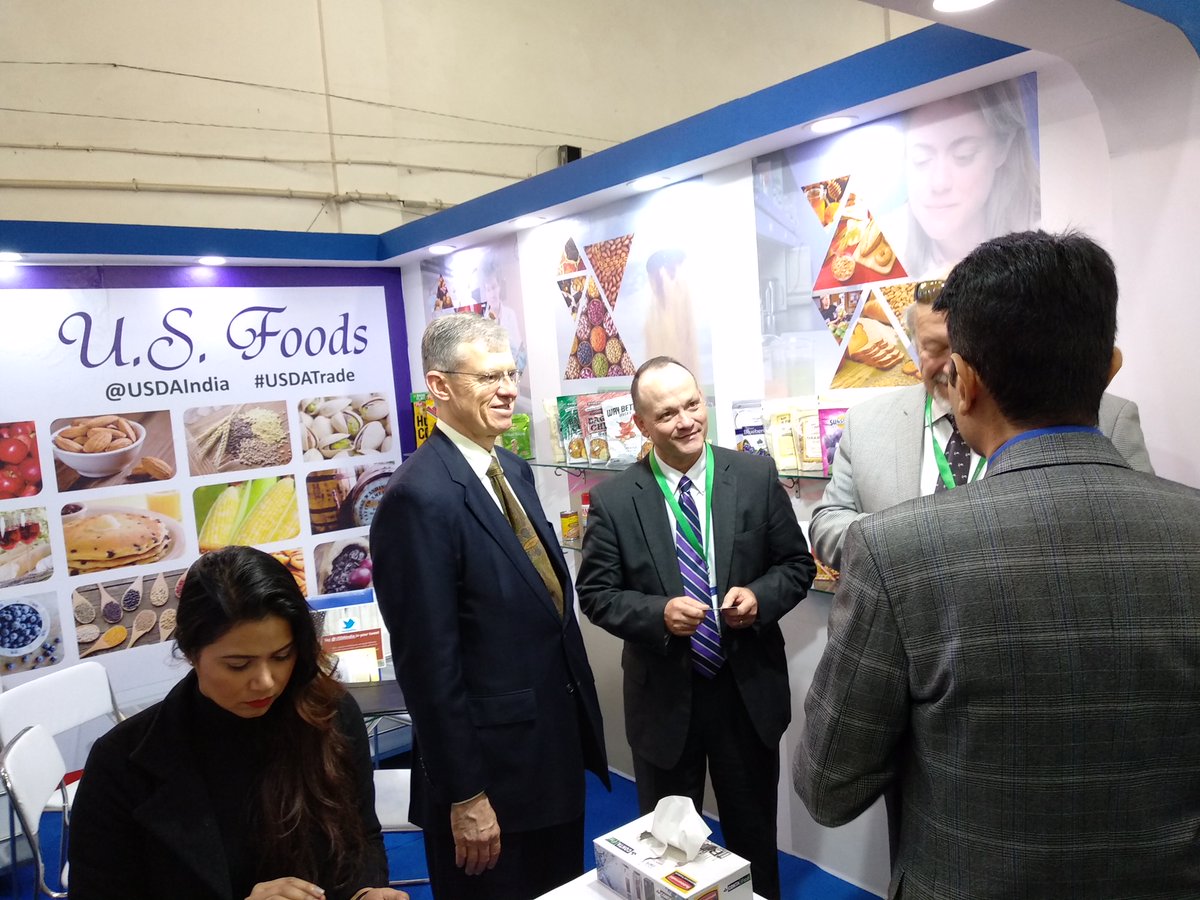 Our Acting Deputy Chief of Mission Jeff Sexton enjoyed seeing U.S. culinary delights under one roof at the @FIFI_INDIA international food pavilion. #DYK premium #USA foods are at #AAHAR2018 in New Delhi? Great to see tremendous opportunities for #USIndiaTrade. @USDAIndia