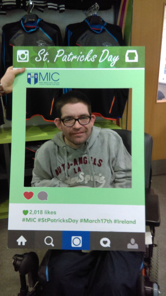 MICLimerick's tweet photo. Thanks to @SnapLimerick for surprising us this morning with a custom #MIC St Patrick's Day social media frame. We road-tested it this afternoon ahead of the big day tomorrow! #StPatricksDay @maryisu https://t.co/xnwyh5rEul