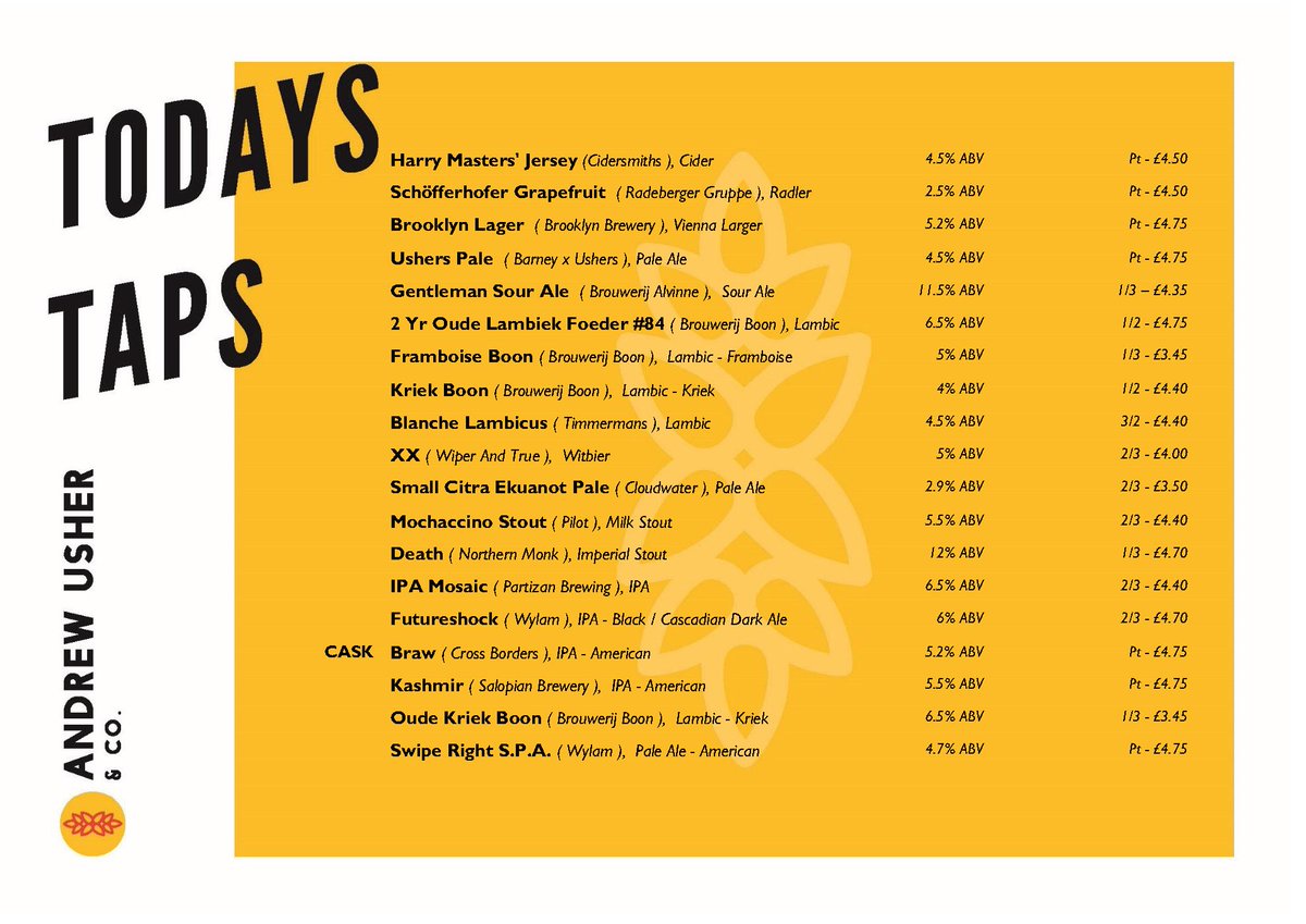 Todays Taps <a href="/AndyUsherAndCo/">Andrew Usher & Co.</a>