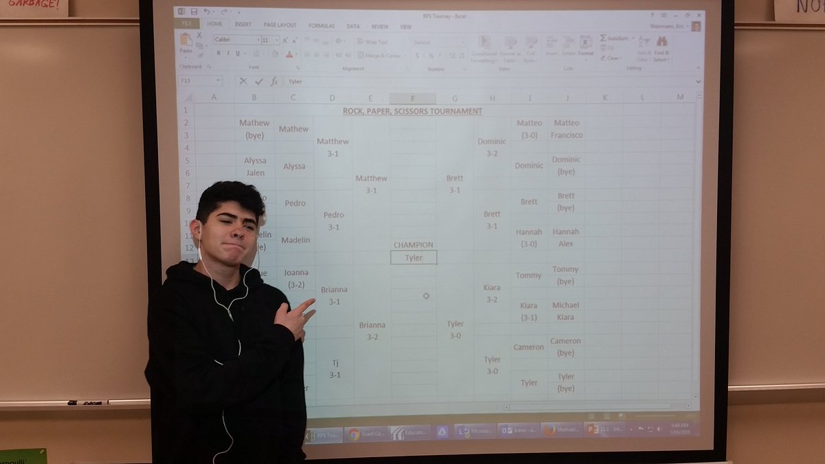 TeamWeinmann's tweet photo. After an intense morning of competition, Tyler Reyna is our rock-paper-scissors tourney champion! #RPS https://t.co/xD1tIyWcOw