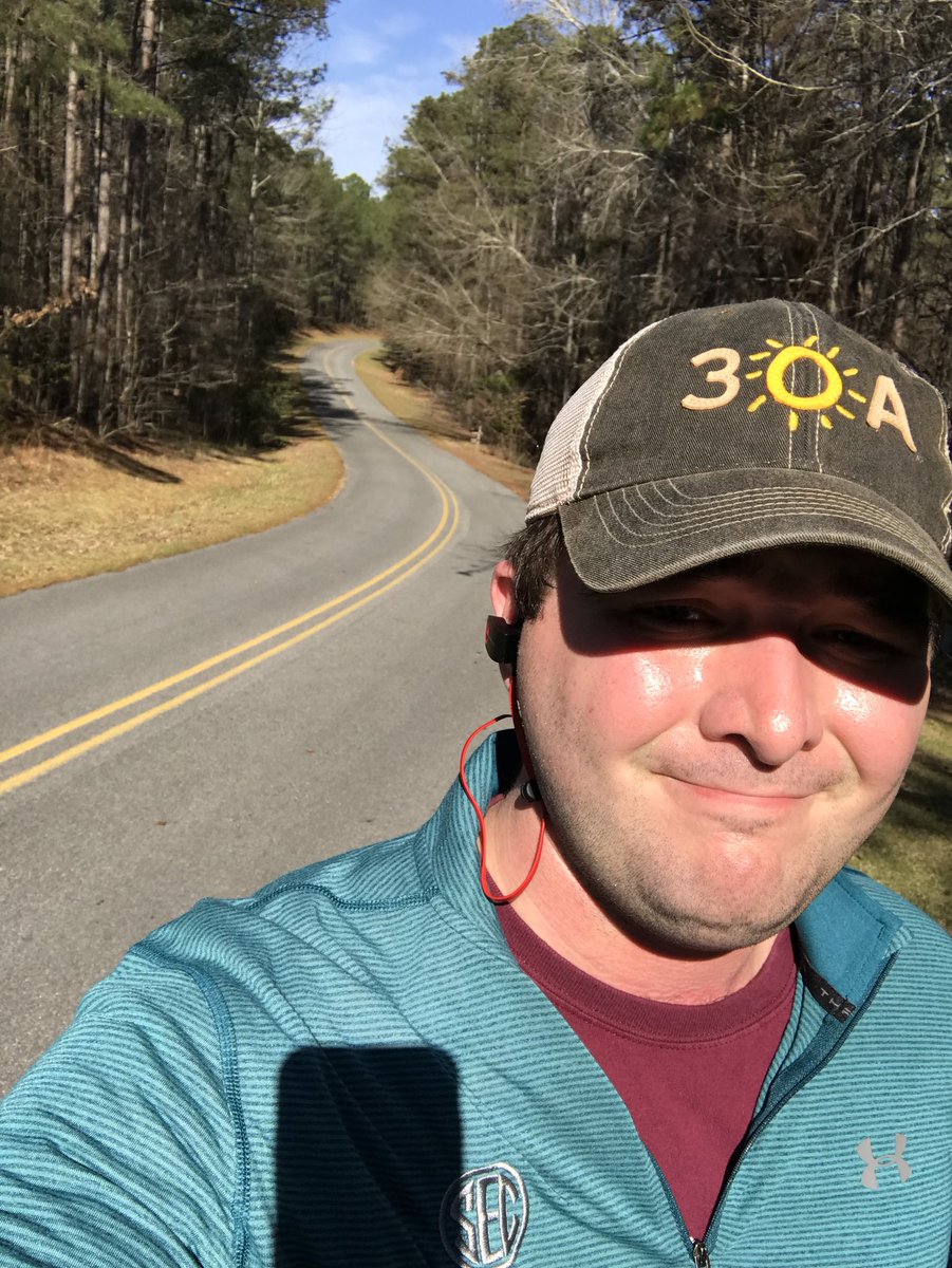 gray_robertson's tweet photo. Got a run in today, thanks to @jpetty2324. Never been happier to exercise. #RollTide #6threes #6miles https://t.co/uhrix7mpBT