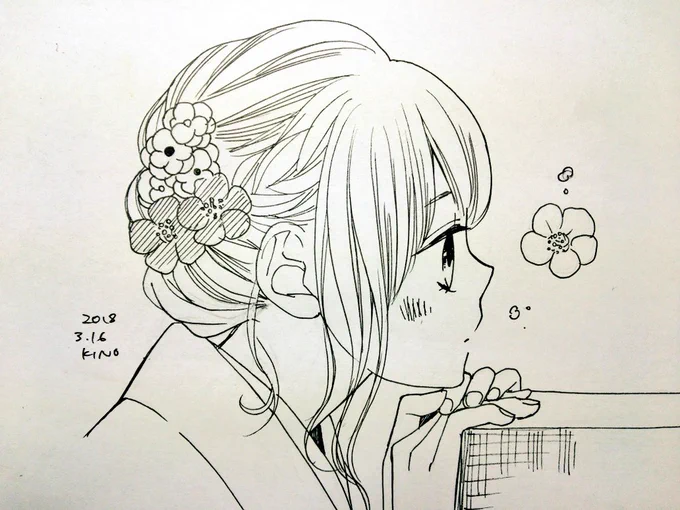 テーマは梅だったんですけど、時間がなくてあんまりしっかり描けなかった…! 