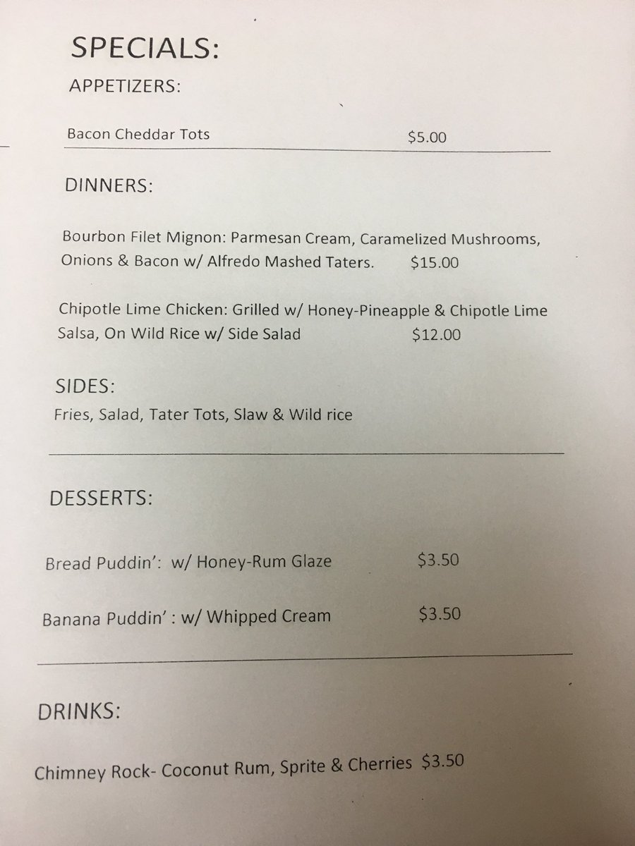 squiresmj's tweet photo. Specials This Weekend https://t.co/w6wQCPN8Oq