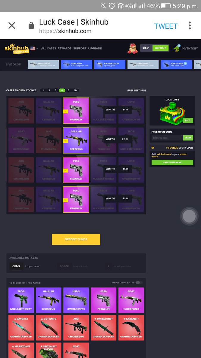 @skinhub ss of the testspin.hope i win this time