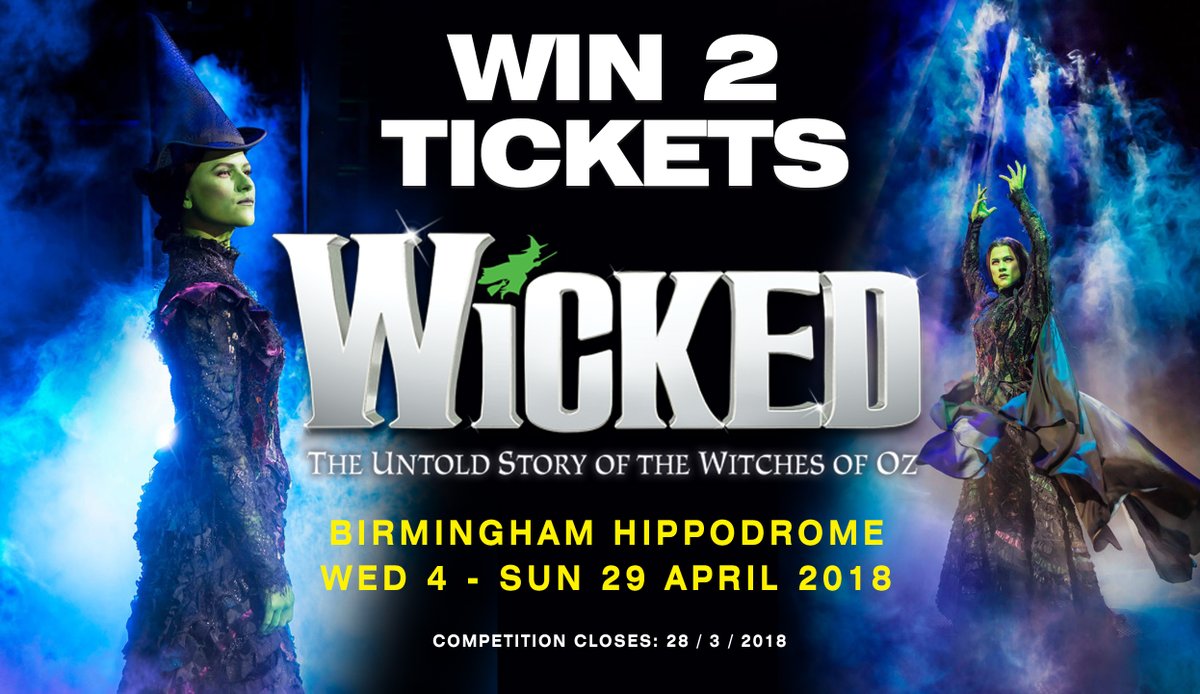 WhatsOnBrum's tweet photo. #WIN!
2 tickets to @WickedUK which shows at @brumhippodrome from 4-29 Apr. Tickets are for 4 Apr. FOLLOW + RT before 28/3 to enter. https://t.co/C6192cLJSQ
