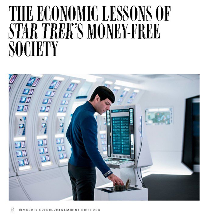 Tammy_Richard's tweet image. #BasicIncome - The Economic Lessons of #StarTrek’s Money-Free Society ow.ly/Dno630iZkJP