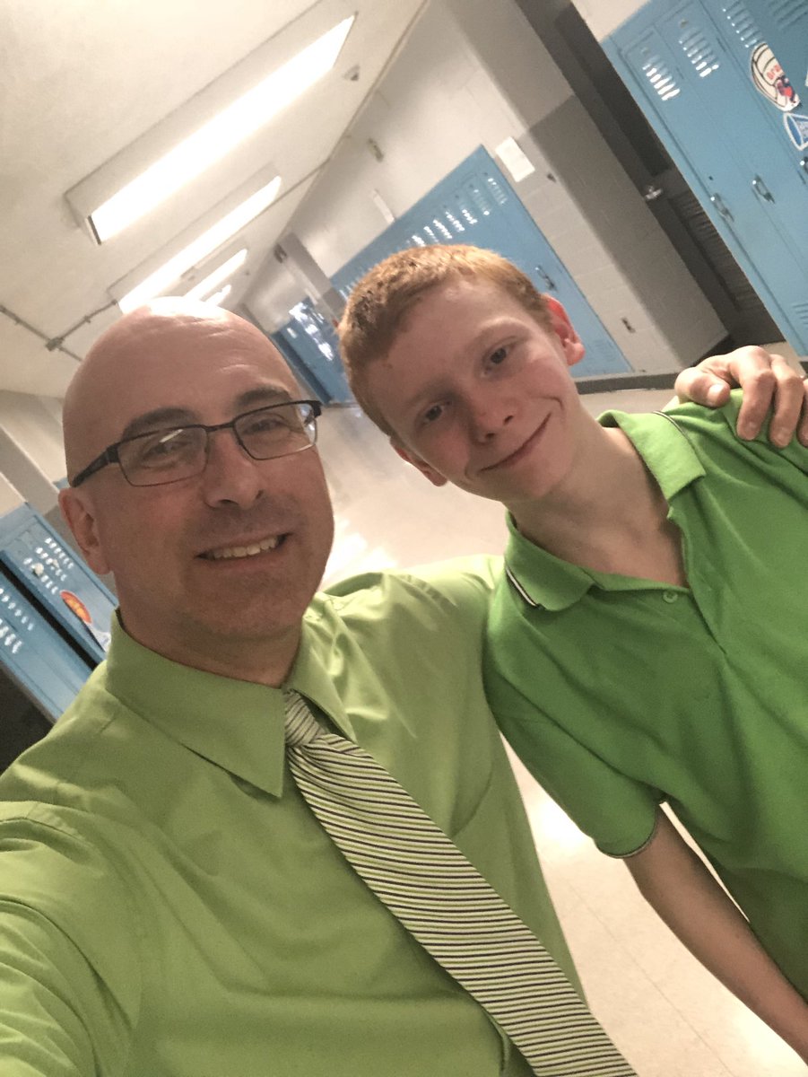 SchulzScottA's tweet photo. Shayne and I are all Irish today @TurkeyRunSchool . #stpatricksday #60yearsofwarriorpride https://t.co/iTS1Gr4hku