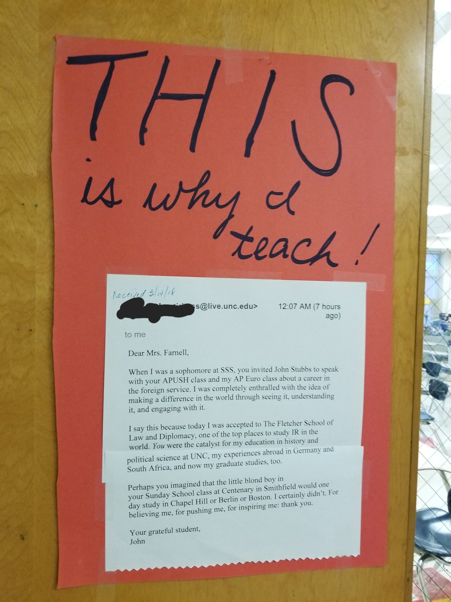 Want to know what motivates Ts to keep teaching? This.
 Students:
Remember how powerful your emails and notes are to us. This is on Mrs. Farnell's door <a href="/SSS_Spartans/">SSS High School</a>