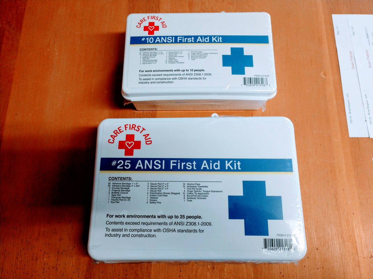 CareFirstAid's tweet image. Received a new batch of First Aid Kits today. We now have 10 and 25 person kits available, thanks to everyone whose donations helped pay for them.