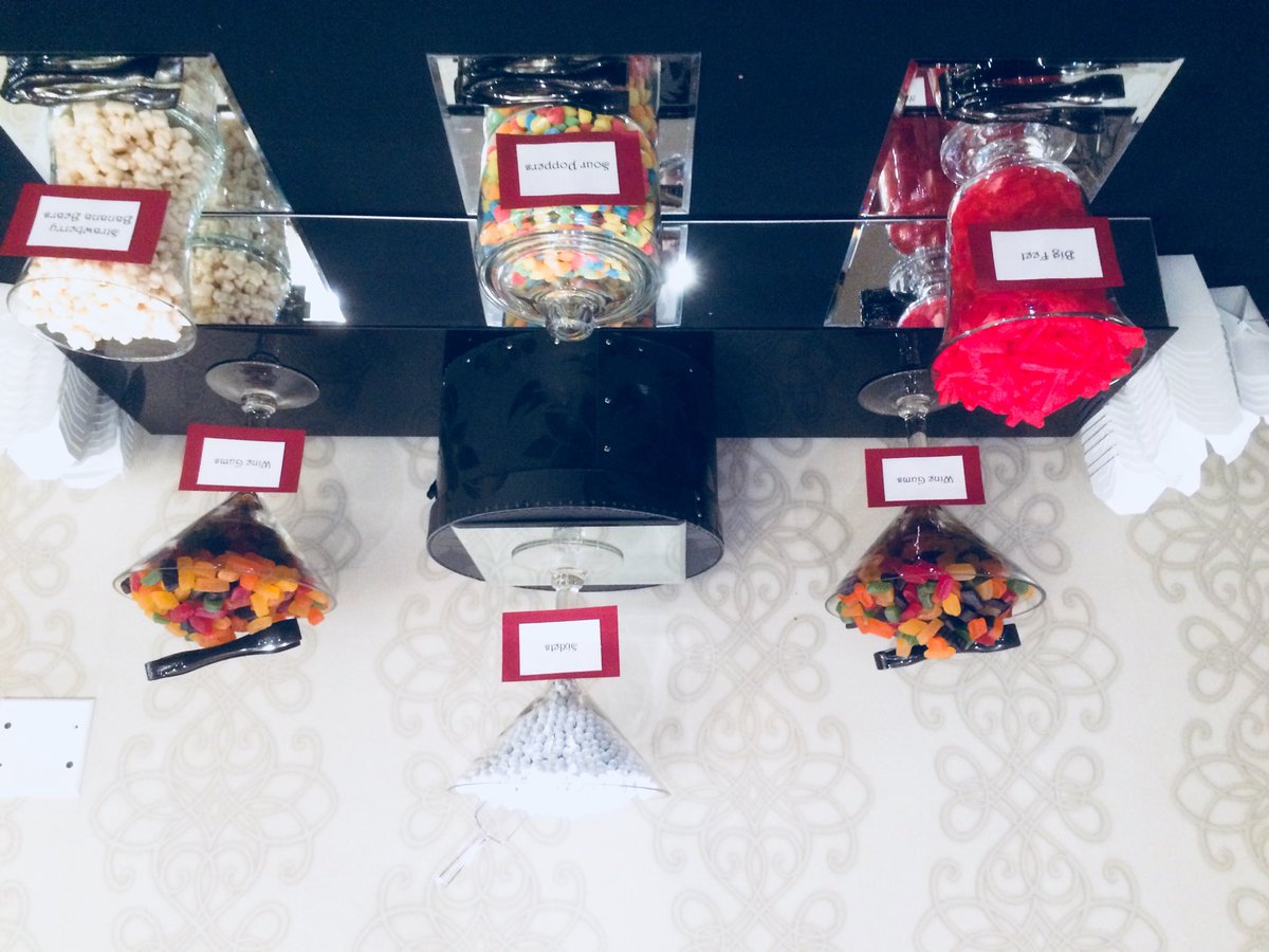 Congrats to the happy couple! The upside down candy table lol