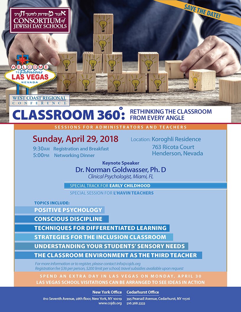 Register for our West Coast Regional Conference in #LasVegas! #JewishDaySchools