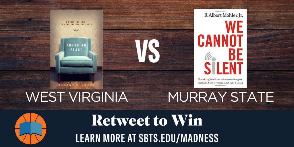 SBTSadmissions's tweet photo. #SBTSMadness newest chance to win. West Virginia - Dr. Robert Jones (with @crossway) vs. Murray State - @albertmohler. 

#RT and Follow to Win! https://t.co/2SSWTEiutP