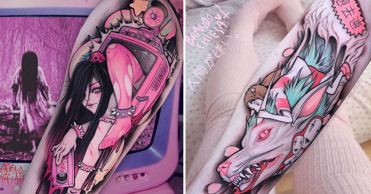 Artist Mixes Anime With Pastel Gore In These Unique Tattoos. 