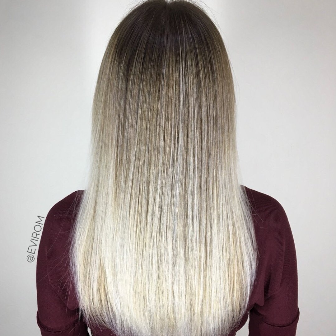 Ombre by Evelina Kataeva using <a href="/CHIHaircare/">CHI</a> Shine Shades in 11I and 10S plus our Ash Additive. Learn more about this versatile color line at bit.ly/2t6zMTl. #farouksystems #chihaircare #chishineshades #haircolorist #ombre
