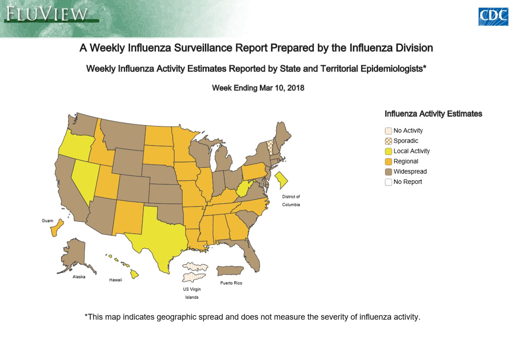 CDC on Twitter "Latest FluView report shows 26 states and Puerto Rico