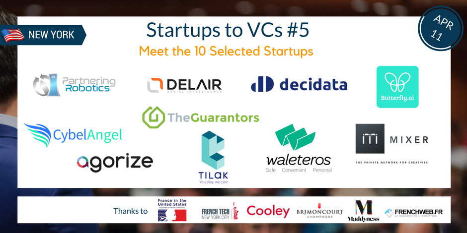Frenchfounders's tweet photo. 🚀✨ Découvrez les 10 startups sélectionnées pour le Startups to VCs qui aura lieu le 11 avril à New York🗽 ! Félicitations à @Diya_One @DelairTech @decidatatv @Tilakhealth @agorize @CybelAngel #Mixer @The_Guarantors @bttrflapp @Waleteros ➡ Event: https://t.co/PdLghemHuL https://t.co/Fkvy4ZaSsX