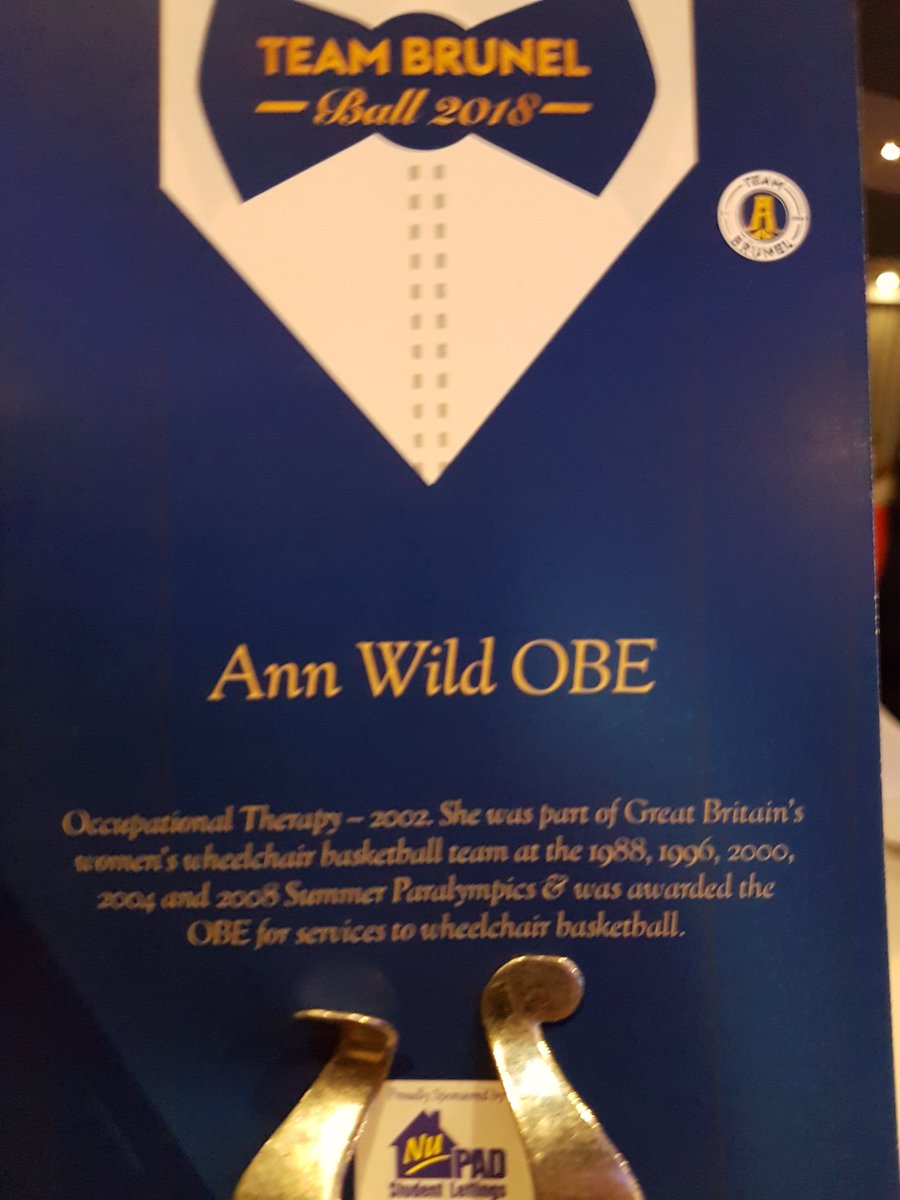At #teambrunelball18 and our table is named after <a href="/ann_wild/">Ann Wild OBE</a> amazing she's Alumini and even supported us in the final.

Big love ❤❤