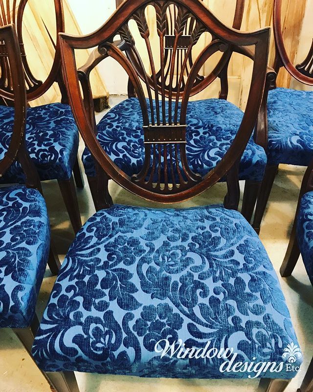 WindowDesignEtc's tweet photo. What's the ETC of Window Designs?
We take care of the upholstery too.
.....
I got a sneak peak at these dining room chairs we are having refreshed.
They were my clients grandmothers and used to be upholstered in white leather.
The new cut velvet in rich … https://t.co/O3cv54RbVP https://t.co/sYlHcMVOyh