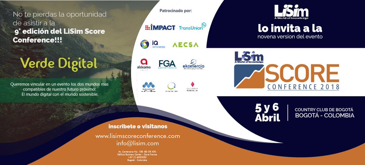 revistamprende's tweet photo. ¿Quieres asistir a la 9° edición de @LiSimGroup score conference? Inscribirte en https://t.co/pbwDyCA5rB #VerdeDigital ¡Próximo 5 y 6 de Abril! https://t.co/wjZqFIGHlK