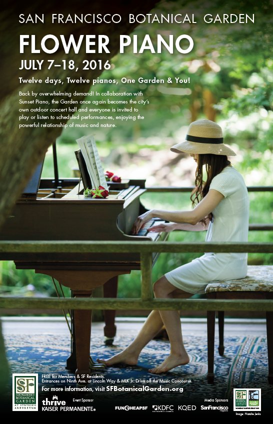 SFBGS's tweet image. Dear Flower Piano fans that are photographers - we need your Flower Piano photos! If selected as the lead it will be everywhere with credit, you'll get a poster copy signed by Sunset Piano, pair of tix to NightGarden Piano, and a more - plz e-mail them to blange@sfbg.org by 3/23
