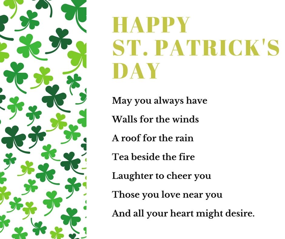 Wishing everyone a happy and lucky holiday weekend. #StPatricksDay #IrishBlessing