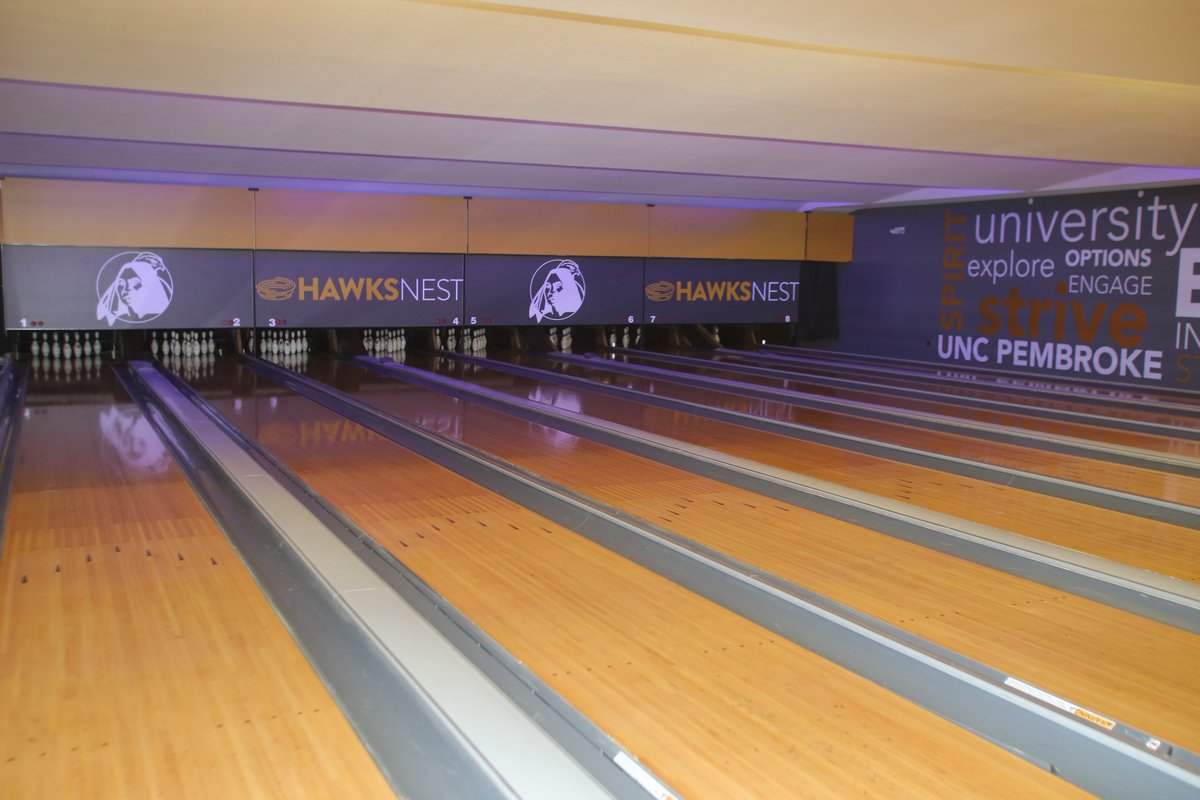 uncpembroke's tweet photo. Today's #FunFact is about the Hawksnest inside the UC! Every second Friday of every month, the Hawksnest offers a free game, so come in and play some pool or bowl! 

We want to hear more of your #FunFacts about UNCP! Send them to us at uncpembroke@uncp.edu! https://t.co/wAcVSQa8zE