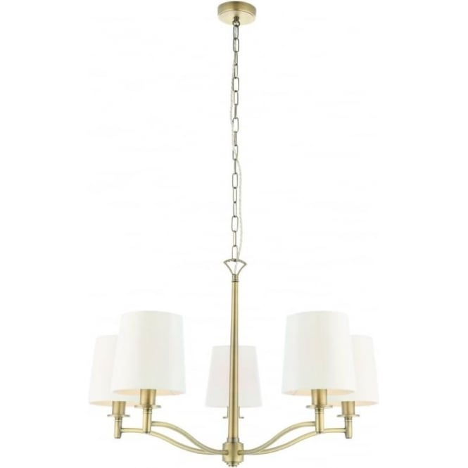 <a href="/Endon_Lighting/">Endon Lighting</a> Ortona is a 5 light pendant finished in a matt antique brass effect plate with vintage white faux silk shades. This fitting has an adjustable drop at the time of installation, it is dimmable and suitable for use with LED bulbs. 😎 moonlightdesign.co.uk/interior-light… #friyay