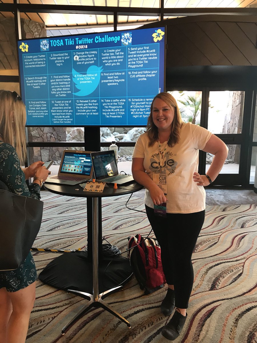 msherrteaches's tweet photo. Look at this #CUSDRockstar rocking her TOSA tiki Twitter challenge station @beardsleyteach #cue18 proud of you girl! https://t.co/8BMhSOvuSU