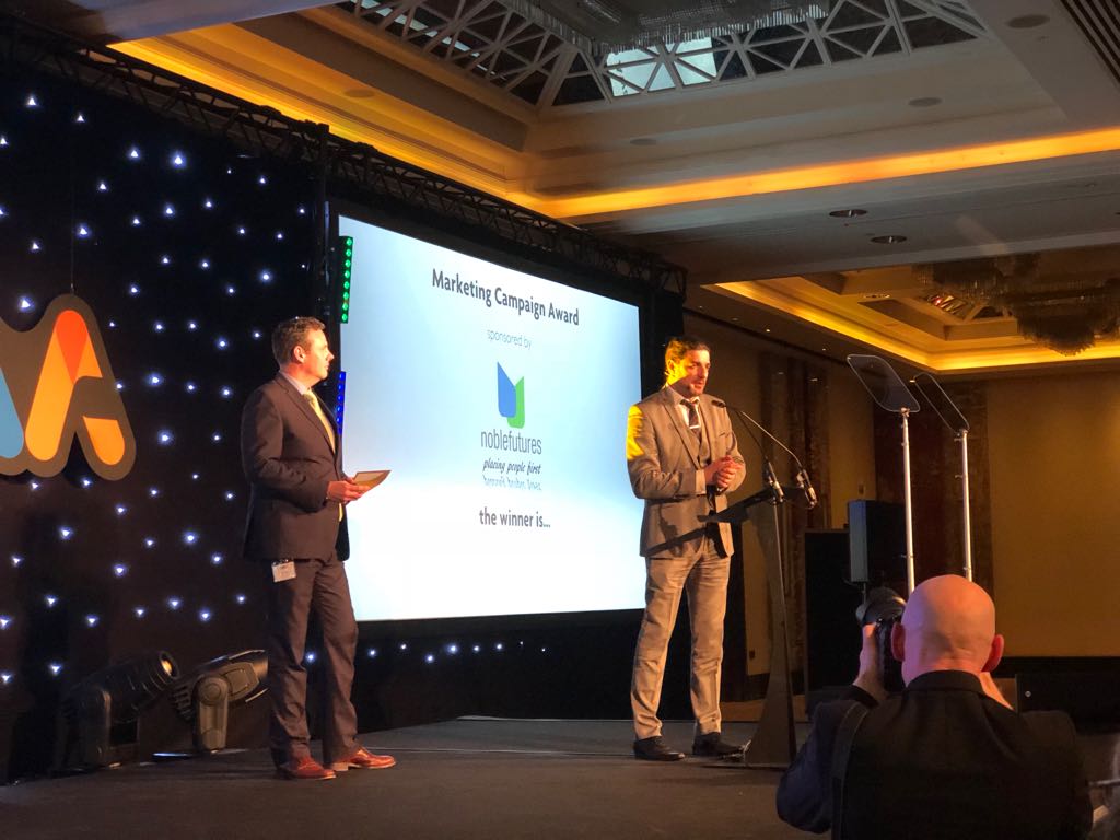 noblefutures's tweet photo. Congratulations to the @Elanco team for their well-deserved win at the #VMAawards today for the #Milbemax #wormwise campaign! Our #noblefutures MD Tony Noble is pictured presenting the award #proud #worthywinners https://t.co/d727iErloF