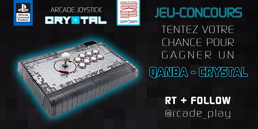 rcade_play's tweet photo. 💥 #CONCOURS - QANBA 🎈

🎁 Tentez votre chance pour remporter un arcade stick Crystal de chez Qanba !

✔️ RT ce tweet &amp; Follow @rcade_play pour participer

🔜  Tirage au sort le 02/04 à 14H https://t.co/NcJlMgh6Zs