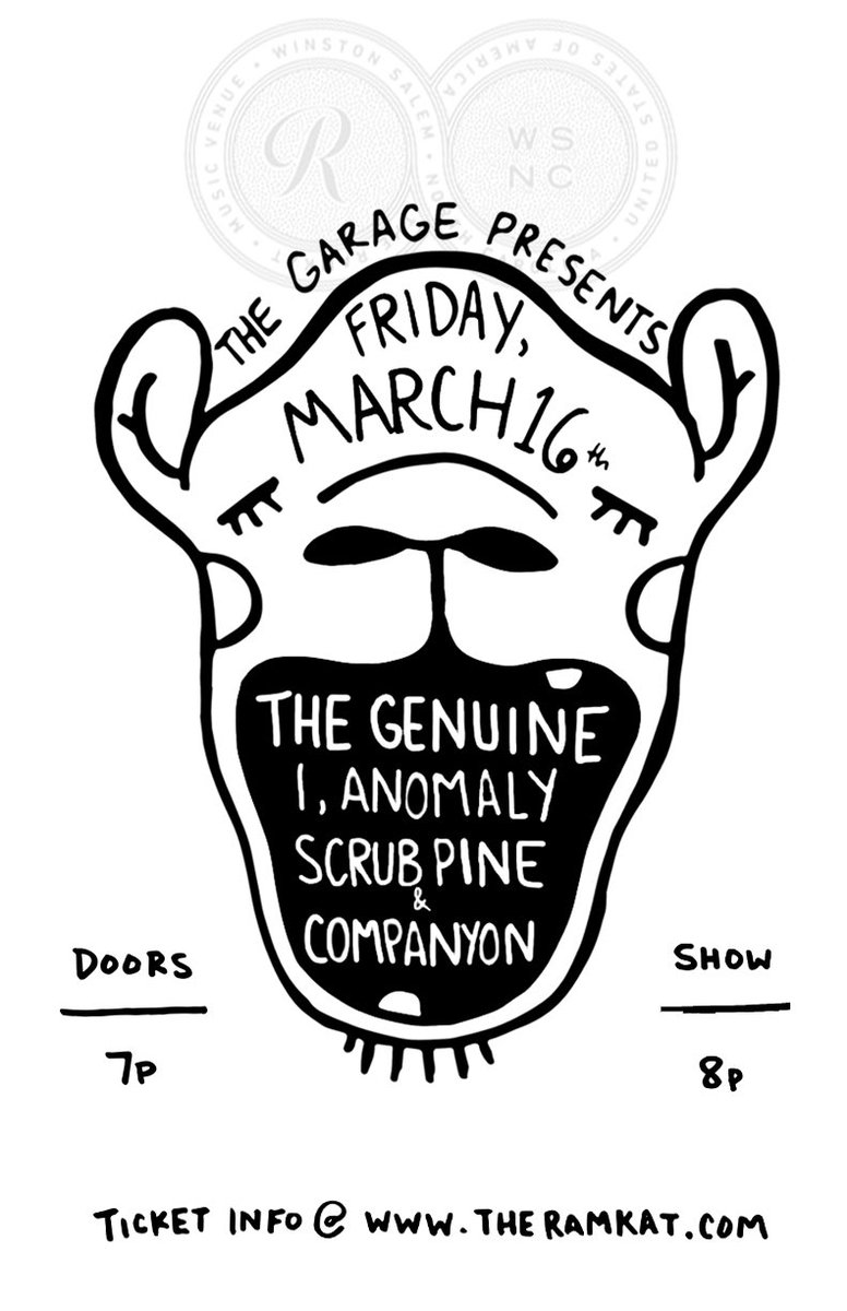 Tonight <a href="/theramkat/">Ramkat</a> ! Featuring <a href="/TheGenuineMusic/">The Genuine</a> #wsnc #winstonsalemmusic #thegaragews #theramkat