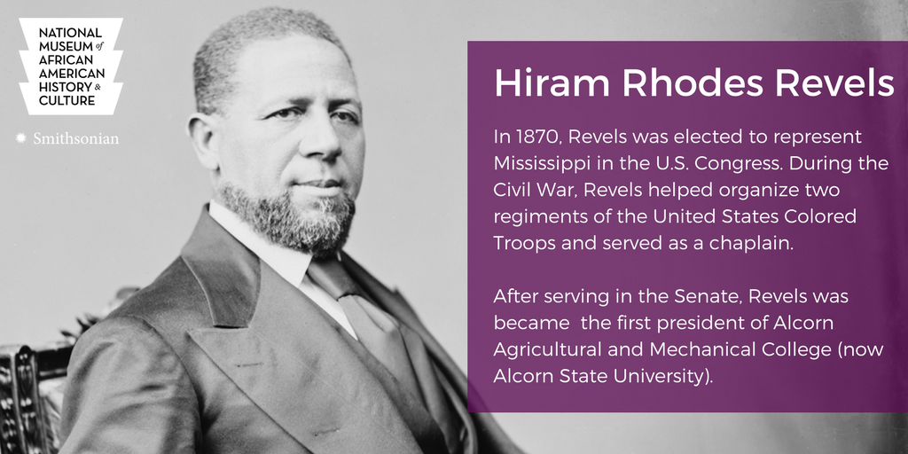 NMAAHC's tweet photo. #OTD in 1870, Hiram Rhodes Revels became the first African American in the House or Senate to speak in Congress. #APeoplesJourney https://t.co/zyQ3qGUTMC