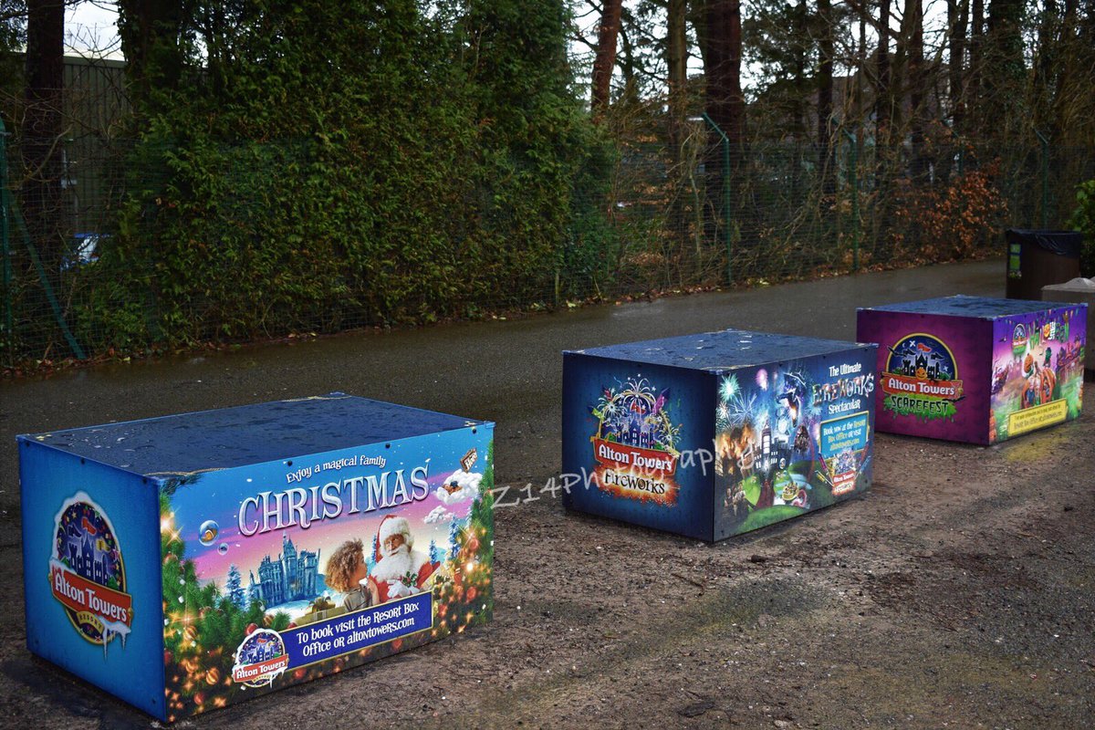 Z14Photography's tweet photo. @LeekSigns have done a fantastic job with producing these concrete block covers! Much an improvement...Too early to get excited for #scarefest or #Fireworks @altontowers ?  #altontowers #hype #themepark https://t.co/3OaB4HYrMR