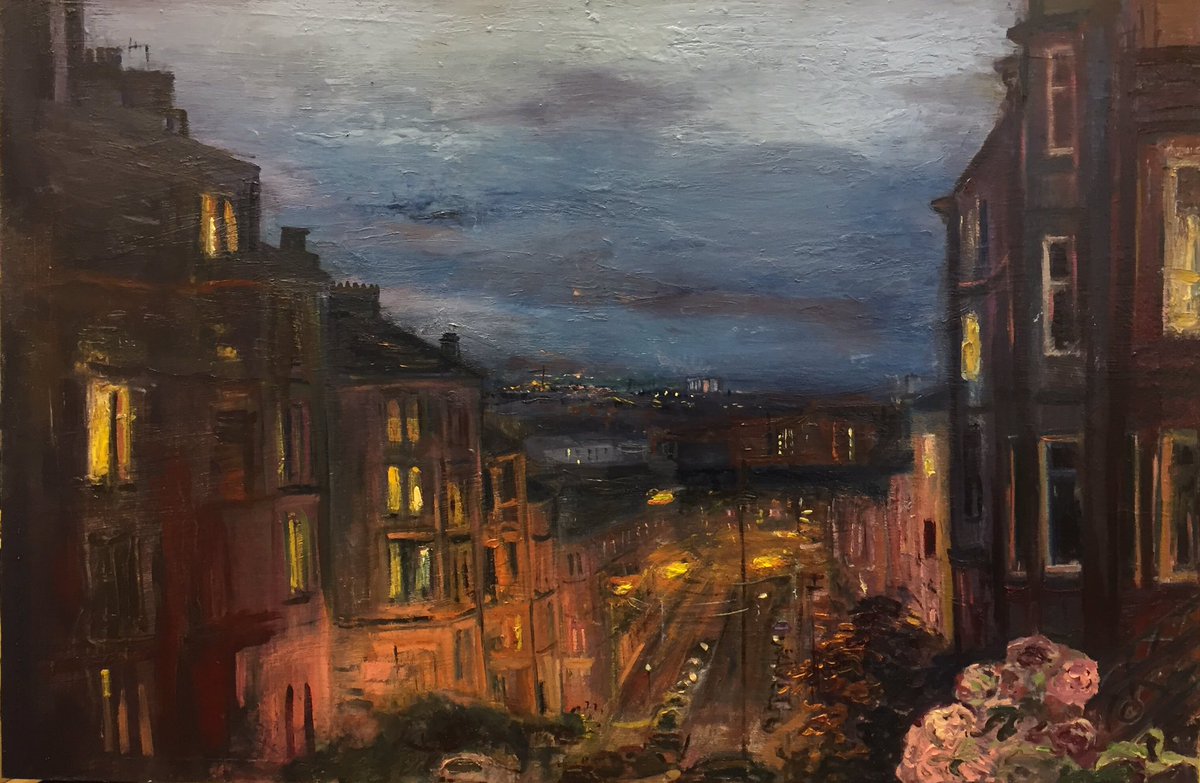 katieruthpope's tweet photo. I have finished my latest painting. This view is my treat for reaching the top of the Gardner Street hill; it’s where I pause to look out over the city, pant heavily, and ponder whether or not MasterChef is on tonight. https://t.co/uhpdIxS1R9