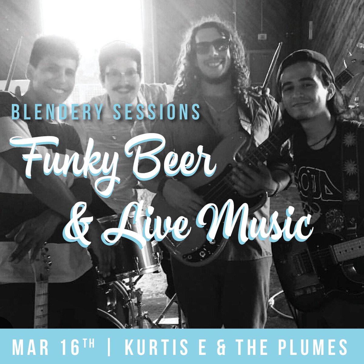 Friday nights are for live music and funky beers! Our live music series at the Blendery continues on tonight, March 16th with our friends Kurtis E &amp; the Plumes. The tasting room opens at 4pm and music starts at 8:00 pm.
#LiveMusic #TheBlendery #BlenderySessions #AtrfulBìeres