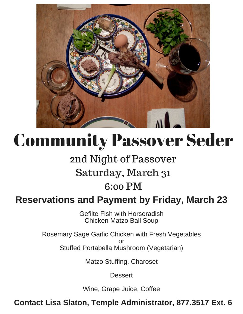 TLHTempleIsrael's tweet photo. Join us for #Passover2018 &amp; our annual Community #Seder.  Online reservations https://t.co/teJM1ZdgYJ.  Chag Sameach! https://t.co/WtNbvemgA4