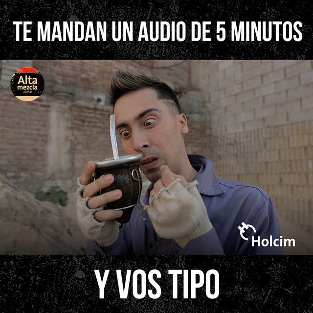 AltaMezcla's tweet photo. Vieja, no me mandes más audios de 5 minutos. Y menos para contarme que la tía Chola se consiguió un nuevo novio. 
#Holcim #AltaMezcla #Altoaudio #Florencio #Tranformer https://t.co/XpsnkoCn9w