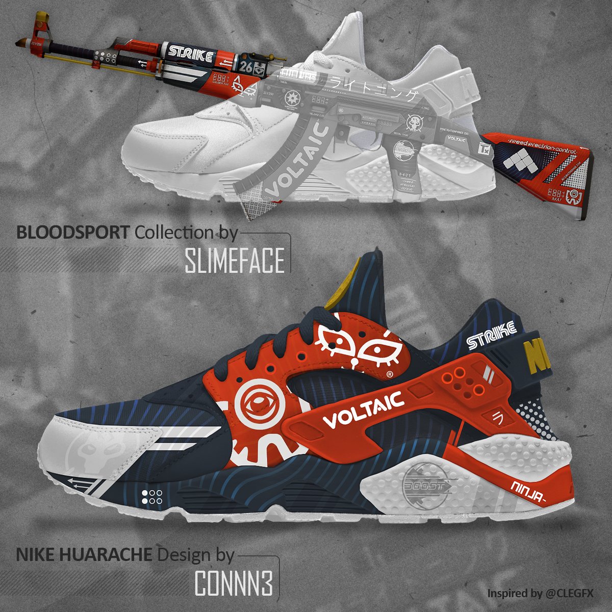 Conne 🪬🥚 в Twitter: Huarache - Bloodsport 🚗 Inspired by @clegfx 👌 #CSGO @csgo_dev #csgoskins #counterstrike #Shoes #design / Twitter