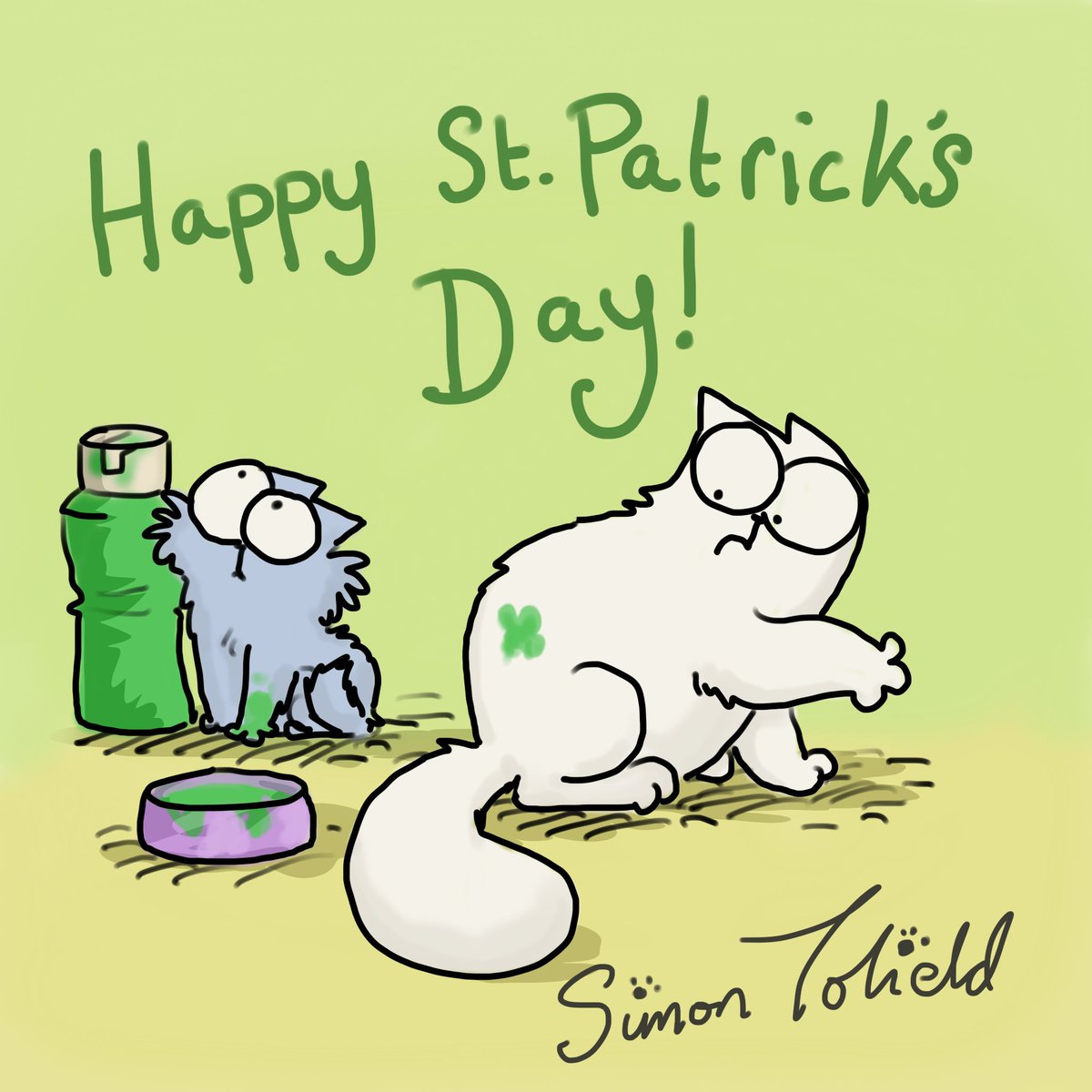 SimonsCat's tweet photo. Happy St. Patrick's Day! 💚 https://t.co/aiiSklz8rK