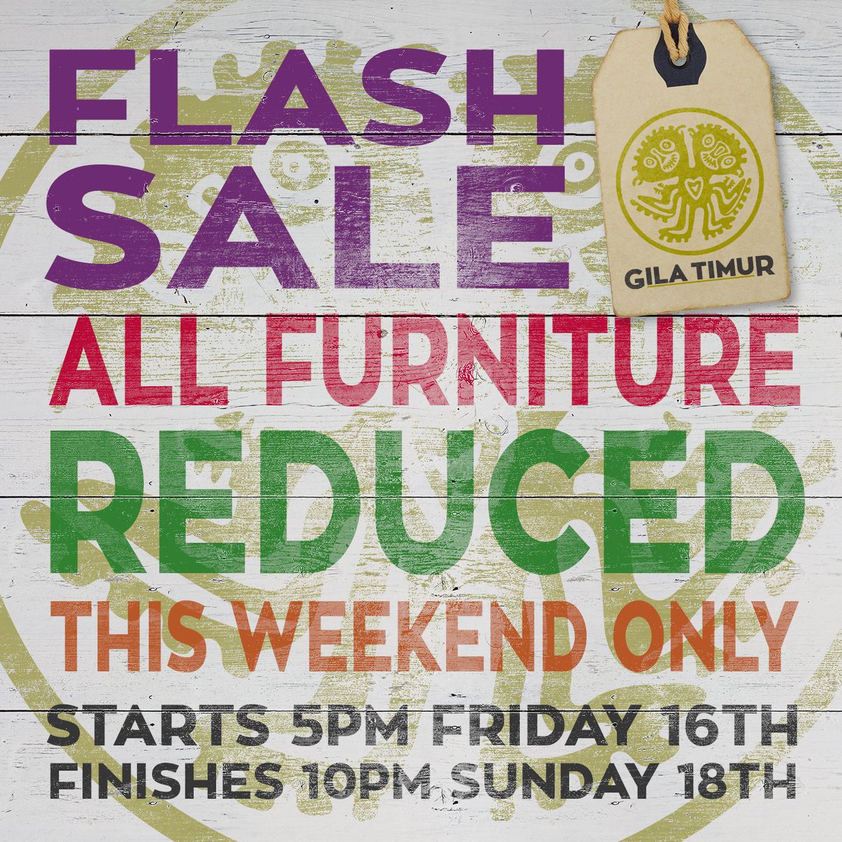 ⚡️FLASH SALE ⚡️
This weekend only. 30% off everything in store!
buff.ly/2HBiGQI
Grab yourself a beautiful bargain for your home.
Starts 5pm Friday the 16th. Runs until 10pm Sunday the 18th.
#interiordesign #sale #bargain #hitchin #furniture