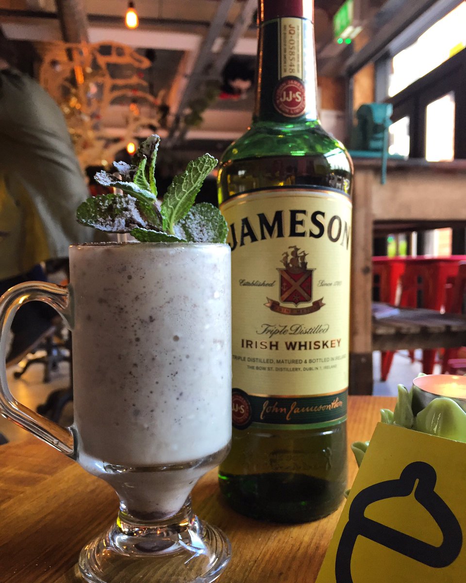 🍀 #shamrockshake 🍀 ... maybe ... leprechauns would definitely enjoy this boozy dessert beverage! 
Ft. 
<a href="/jamesonwhiskey/">Jameson Whiskey</a> 
@fernetbranca #mentabranca
@angosturauk #bitters
#espresso 
#mintchocolatechip #icecream
#mint 
#shake #StPatricksDay2018