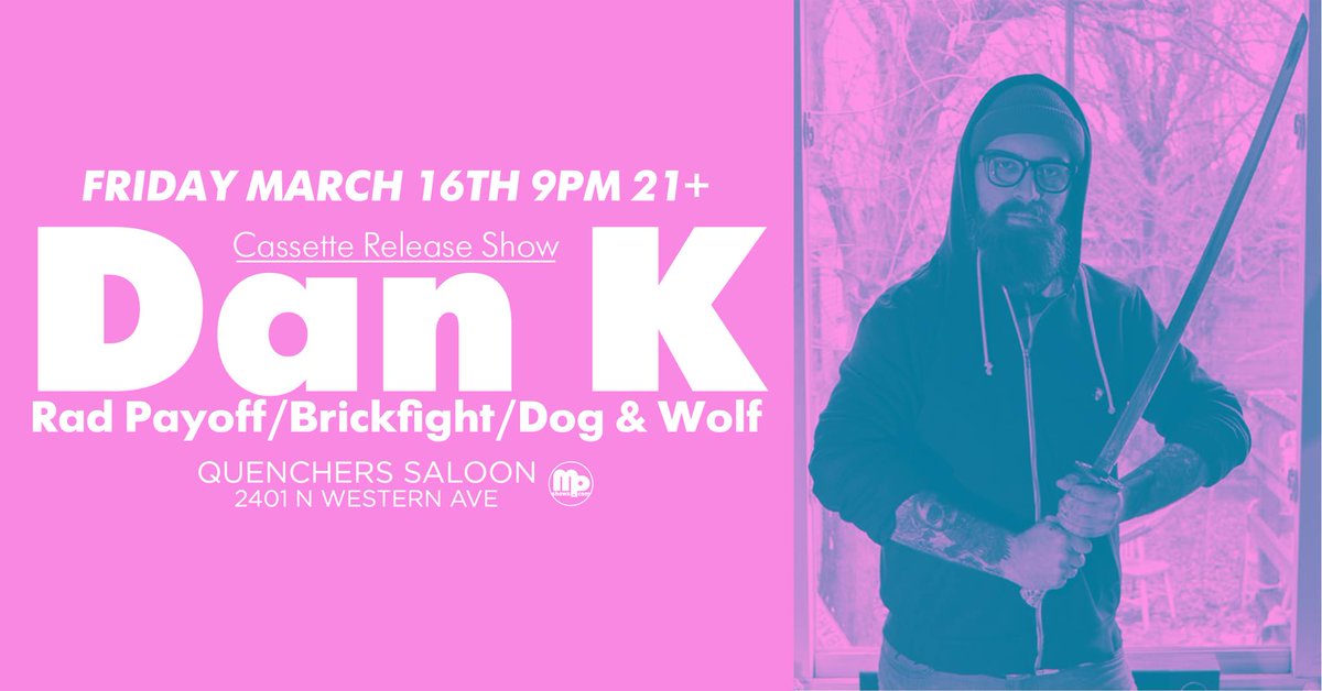 sooperrecords's tweet photo. DAN K.'s release show for his new self titled album is tonight! Come on by to @QuenchersSaloon and celebrate! It is a stacked lineup, don't sleep!
https://t.co/99mIZSbbDC

Buy/Listen to "Dan K" by Dan K
https://t.co/dotP3vyHBv https://t.co/Od6tKI44er